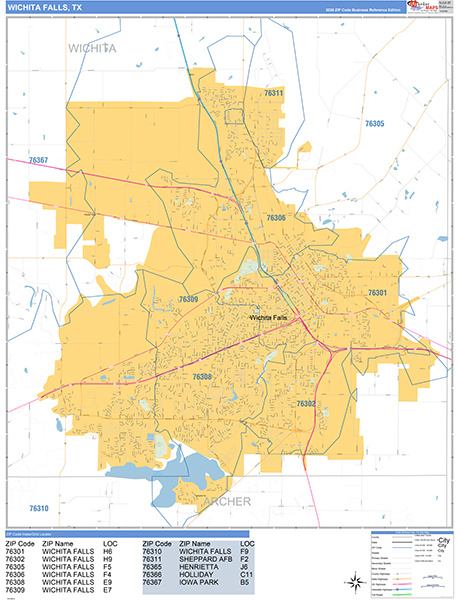 Wichita Falls Wall Map